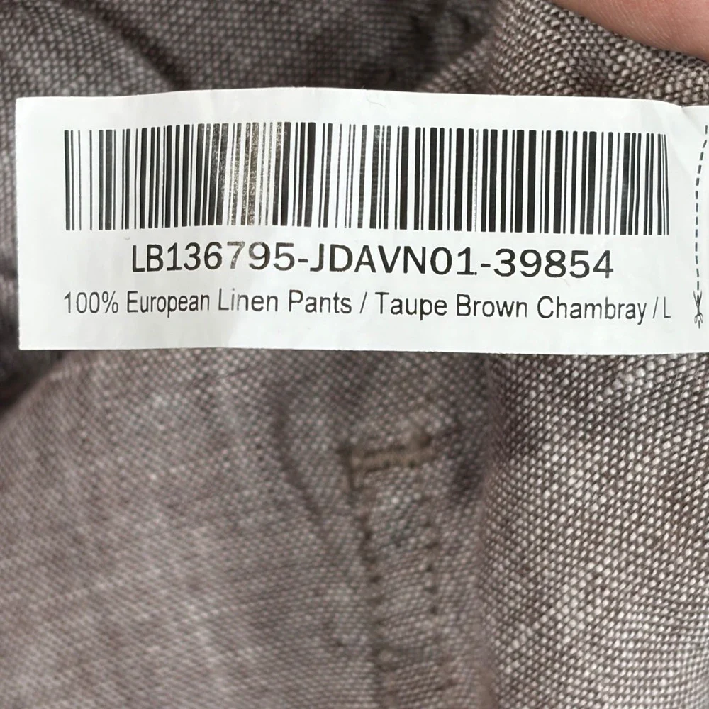 Quince 100% European Linen Pants Taupe Brown Chambray Wide Leg Large LB136795